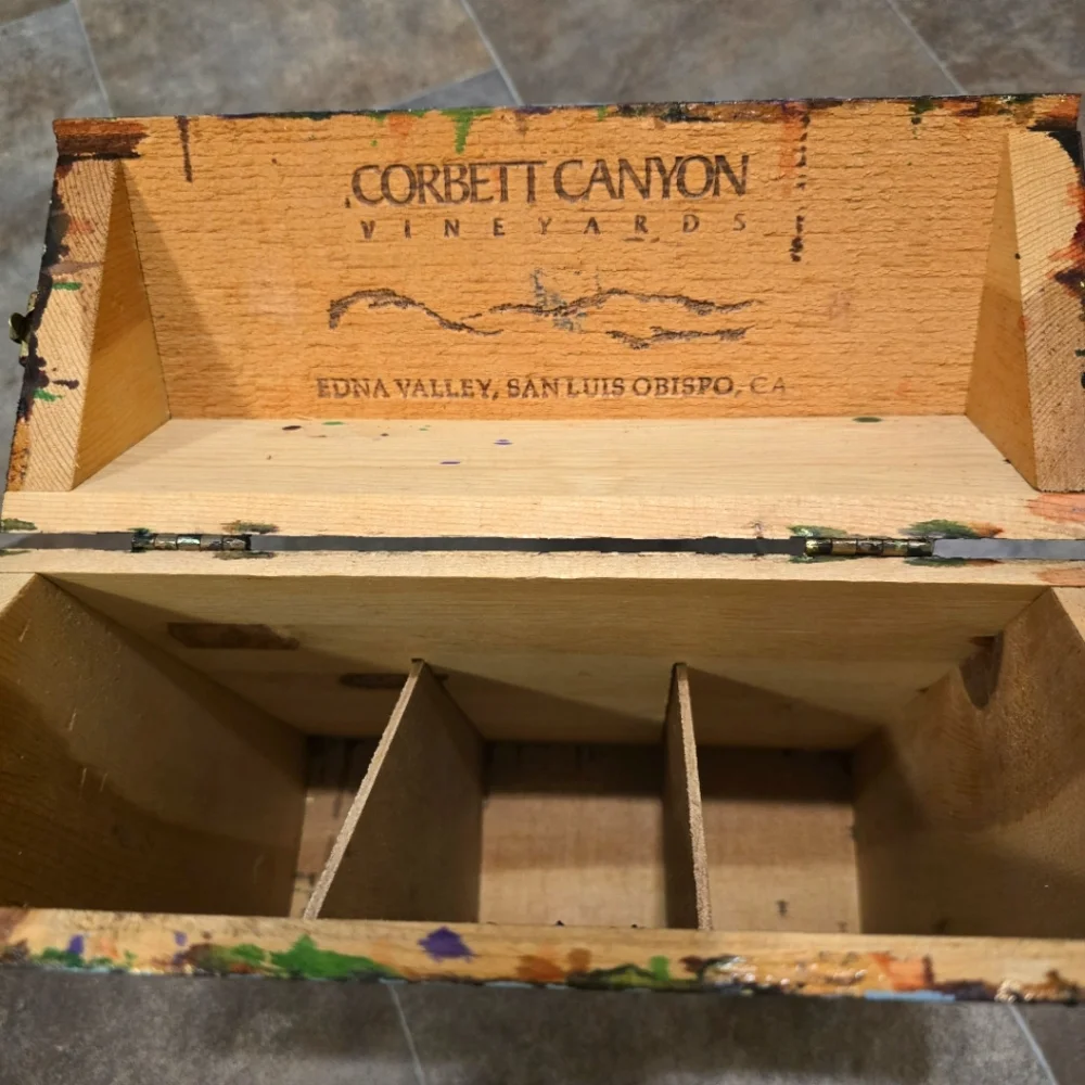 HANDCRAFTED Upcycled Wood Wine Box HANDPAINTED Barwear Travel Picnic Festival